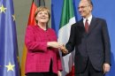 La cancelliera tedesca Angela Merkel e il presidente del Consiglio Enrico Letta