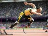 South Africa's Oscar Pistorius starts his men's 400m round 1 heats at the London 2012 Olympic Games at the Olympic Stadium