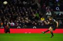 Scotland's scrum half Greig Laidlaw kicks a penalty on February 2, 2013