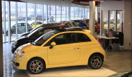 <p>               In a Feb. 29, 2012 photo, Fiat 500 vehicles are displayed at the Golling Fiat dealership in Birmingham, Mich. Chrysler Group was the first automaker to report sales Tuesday, April 3, 2012. Its U.S. sales jumped 34 percent in March on strong sales of Fiat small cars and Chrysler sedans.    (AP Photo/Carlos Osorio)
