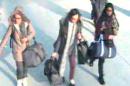 A CCTV picture of British teenagers Amira Abase, Kadiza Sultana and Shamima Begum at Gatwick Airport on February 17, 2015