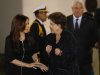 Argentina's President Cristina Fernandez, left, talks to Brazil's President Dilma Rousseff during the group photo of the Community of Latin American and Caribbean States, CELAC, summit in Caracas, Venezuela, Friday, Dec. 2, 2011. CELAC members are gathering in a two-day, 33-nation summit welcoming countries from Brazil to Jamaica, adding one more bloc to a region with other smaller organizations like Unasur, Mercosur and the Caribbean Community. (AP Photo/Ricardo Mazalan)