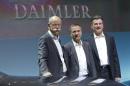 The Daimler AG management board poses before the annual news conference of the car maker in Stuttgart