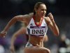 Jessica Ennis of Britain competes in her women's heptathlon 100m hurdles heat during the London 2012 Olympic Games at the Olympic Stadium