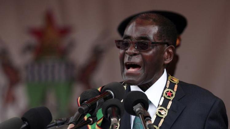 Zimbabwe ruler Robert Mugabe gives his official address during celebrations held to mark the country's 34th independence anniversary on April 18, 2014 in Harare