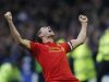 Liverpool's Gerrard celebrates after Luis Suarez scored a goal only for it to be disallowed during their English Premier League soccer match at Goodison Park in Liverpool
