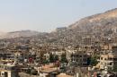 A general view shot shows a neighbourhood in the Syrian capital Damascus
