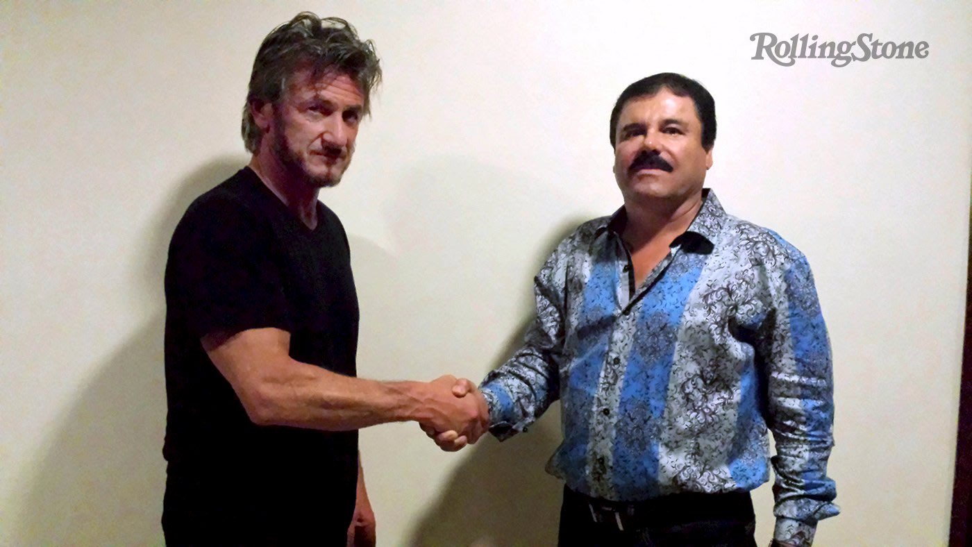 Actor Sean Penn (L) shakes hands with Mexican drug lord Joaquin &quot;Chapo&quot; Guzman in Mexico, in this undated Rolling Stone handout photo obtained by Reuters on January 10, 2016. The photo was taken for authentication purposes. (REUTERS/Rolling Stone)