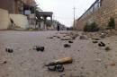 A picture taken with a mobile phone on January 3, 2014 shows empty bullets on the groud following fighting between Islamist jihadists and Iraqi special forces in the city of Ramadi, west of Baghdad