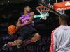 East All-Star Terrence Ross of the Toronto Raptors competes in the slam dunk contest during the NBA basketball All-Star weekend in Houston