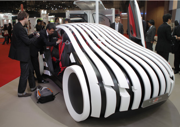Toyota Boshoku Co.'s concept vehicle T-Brain is displayed at the Tokyo Motor Show in Tokyo, Japan, Wednesday, Nov. 30, 2011. (AP Photo/Itsuo Inouye)