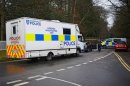 A forensics truck waits to be let through the police cordon at the house of Russian oligarch Boris Berezovsky where he was found dead yesterday at his home near Ascot in Berkshire