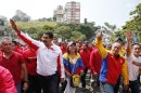 Venezuela's Vice President Maduro and Venezuela's National Assembly President Cabello greet supporters during a rally to commemorate the collapse of the last Venezuelan dictatorship in Caracas