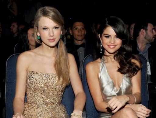 Taylor Swift and Selena Gomez at the 2011 American Music Awards held at Nokia Theatre L.A. LIVE on November 20, 2011  -- Getty Premium