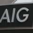 A new sign is displayed over the entrance to the AIG headquarters offices in New York's financial district