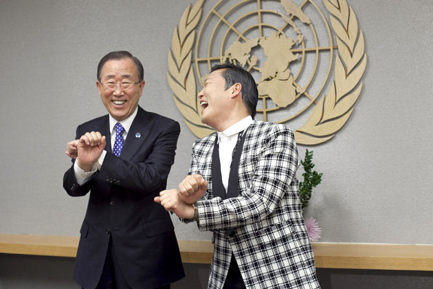 Psy Visits UN Secretary General Ban Ki-moon