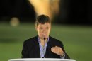 Colombia's President Juan Manuel Santos speaks at the close of the VII Pacific Allianz Summit in Cali