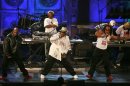 Inductees Grandmaster Flash and The Furious Five perform at Rock and Roll Hall of Fame induction ceremony in New York