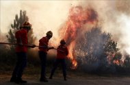 Dos bomberos intentan apagar un incendio forestal en Tondela, en la Sierra de Caramulo, Portugal, hoy 28 de agosto de 2013. EFEVarios bomberos trabajan en las labores de extinción de un incendio que arde desde el domingo en Oliveira de Frades, en el distrito de Viseu (Portugal), uno de los más castigados por la oleada de incendios. EFEUn bombero trabaja en las labores de extinción de un incendio que arde desde el domingo en Oliveira de Frades, en el distrito de Viseu (Portugal), uno de los más castigados por la oleada de incendios. EFE