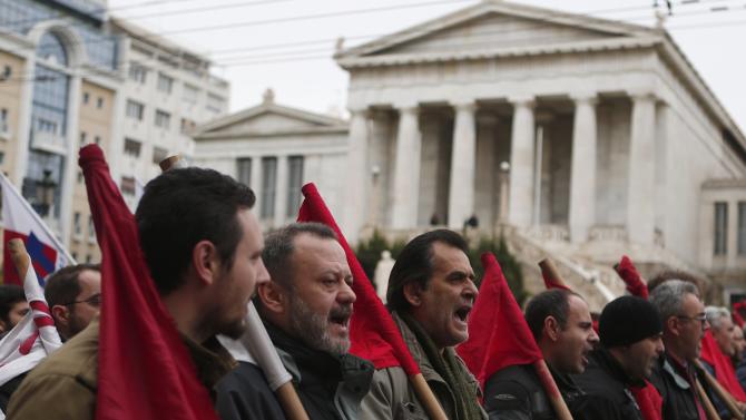 Protesters march during 24-hour strike in Athens