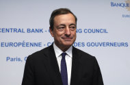 President of the European Central Bank (ECB) Mario Draghi attends a news conference of the European Central Bank at the French National Bank in Paris, Wednesday, Oct. 2, 2013. The governing council of the European Central Bank met in Paris to set the benchmark interest rate for the eurozone; economists and investors look to the meeting to see where the bank thinks the European economy is headed. (AP Photo/Michel Spingler)