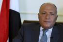 Egyptian Foreign Minister Sameh Shoukri answers questions during an interview on September 2, 2014 in Paris