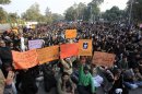 Shiite Muslims gather to protest against last Thursday's twin bomb attack in Quetta, in Lahore