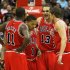 (L-R) Ronnie Brewer, Derrick Rose, Joakim Noah and Kyle Korver of the Chicago Bulls