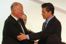 California Gov. Jerry Brown, left, greets Mexico's President Enrique Pena Nieto