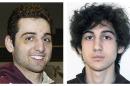 FILE - This combination of file photos shows brothers Tamerlan, left, and Dzhokhar Tsarnaev, suspects in the Boston Marathon bombings on April 15, 2013. Tamerlan Tsarnaev died after a gunfight with police several days later, and Dzhokhar Tsarnaev, was captured and is held in a federal prison on charges of using a weapon of mass destruction. The FBI has denied a claim made by lawyers for Boston Marathon bombing suspect Dzhokhar Tsarnaev that his brother and fellow suspect was asked by the FBI to be an informant. The Boston FBI office declined to comment on claims made in a court filing Friday, March 28, 2014. But the agency cited a statement it released in October in which it said the Tsarnaev brothers were never sources for the FBI, "nor did the FBI attempt to recruit them as sources." (AP Photos/Lowell Sun and FBI, File)