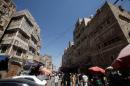 People shop at the old market in the historic city of Sanaa