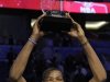 Western Conference's Kevin Durant, of the Oklahoma City Thunder, hoists the Most Valuable Player trophy following the NBA All-Star basketball game, Sunday, Feb. 26, 2012, in Orlando, Fla. The Western Conference won 152-149. (AP Photo/Chris O'Meara)