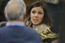 Taya Kyle, widow of Chris Kyle, talks with a supporter after lunch break during the capital murder trial of former Marine Cpl. Eddie Ray Routh at the Erath County, Donald R. Jones Justice Center in Stephenville, Texas, Monday, Feb.16, 2015. Routh, 27, of Lancaster, is charged with the 2013 deaths of former Navy SEAL Chris Kyle and his friend Chad Littlefield at a shooting range near Glen Rose, Texas. (AP Photo/Star-Telegram, Rodger Mallison, Pool)