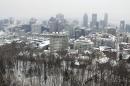 View of the Montreal skyline from the top of Mount Royal on March 15, 2008