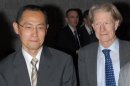 Kyoto University Professor Shinya Yamanaka and John Gurdon of the Gurdon Institute in Cambridge are seen at a symposium on induced pluripotent stem cell in Tokyo