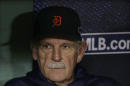 Detroit Tigers manager Jim Leyland watches batting practice from the dugout before Game 6 of the American League baseball championship series against the Boston Red Sox on Saturday, Oct. 19, 2013, in Boston. (AP Photo/Charles Krupa)