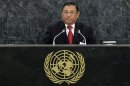 Myanmar's Minister of Foreign Affairs Wunna Maung Lwin addresses the 68th session of the United Nations General Assembly in New York