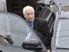Former Penn State assistant football coach Jerry Sandusky leaves the Centre County Courthouse after the fifth day of his child sex abuse trial in Bellefonte