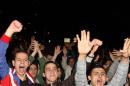 Albanians celebrate Prime Minister Rama's rejection of a request by the U.S. to be part of an operation to destroy Syria's chemical weapons in Tirana