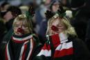 Fans of the Leicester Tigers watch a European Champions Cup rugby union match