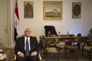 Egypt's interim president Adly Mansour looks on at the presidential palace in Cairo on July 15, 2013
