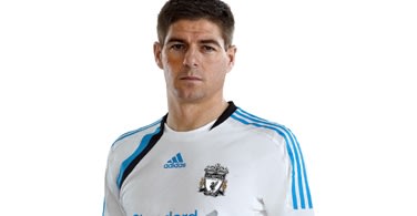 Captain Steven Gerrard in the new all-white third kit.