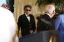 Musician Dylan arrives for Presidential Medal of Freedom ceremony in the East Room of the White House in Washington