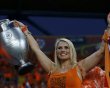 Netherlands' fan cheers before their Group B Euro 2012 soccer match against Germany at the Metalist stadium in Kharkiv