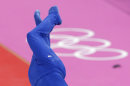 U.S. gymnast Danell Leyva performs on the parallel bars during the Artistic Gymnastics men's qualification at the 2012 Summer Olympics, Saturday, July 28, 2012, in London. (AP Photo/Julie Jacobson)