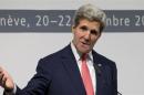 U.S. Secretary of State Kerry speaks to the media in Geneva