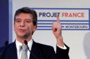 French Socialist Party primary election candidate Arnaud Montebourg announces his program in Paris