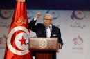 Tunisian President Beji Caid Essebsi speaks during the congress of the Ennahda Movement in Tunis, Tunisia