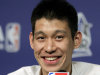 New York Knicks' Jeremy Lin appears for an availability before the NBA All-Star BBVA Rising Stars Challenge basketball game in Orlando, Fla., on Friday, Feb. 24, 2012. (AP Photo/Chris O'Meara)