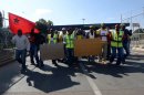 Workers on strike protest outside Ford's plant in Pretoria on August 20, 2013, one of several disputes in South Africa